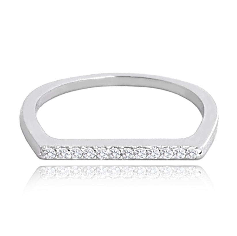 MINET Decentní stříbrný prsten s bílým zirkonem vel. 62