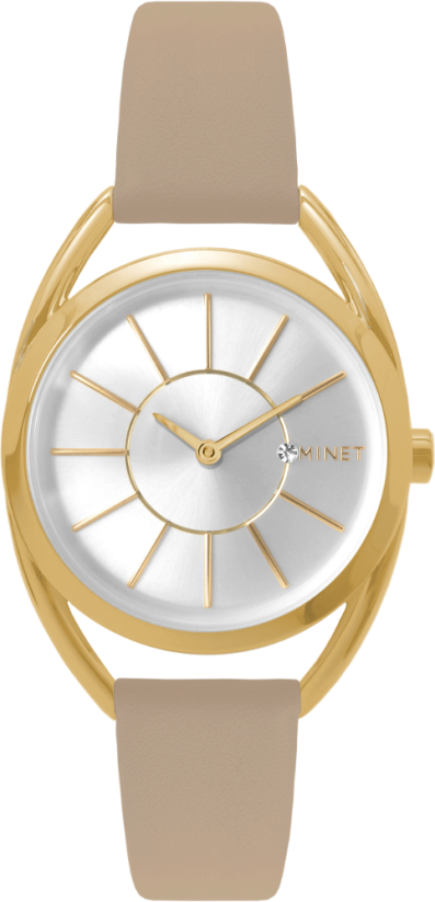 Béžovo-zlaté dámske hodinky MINET ICON BIEGE ELEGANCE