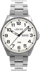 Oceľové pánske hodinky LAVVU BERGEN White so svietiacim číselníkom LWM0140