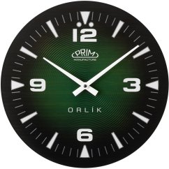 Skleněné nástěnné hodiny Prim Orlík III - černo-zelené - E09.5541.9040