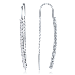 MINET Elegantné strieborné závesné náušnice s bielymi zirkónmi