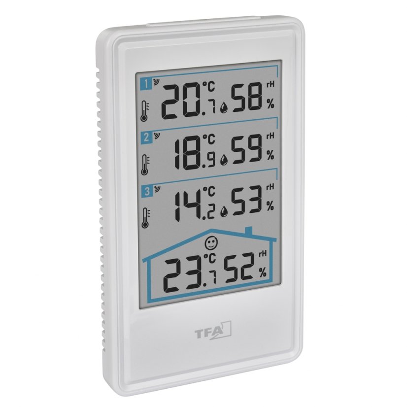 TFA 30.3076.02 - Bezdrátový teploměr a vlhkoměr s 3 senzory