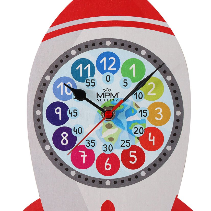 Detské nástenné hodiny raketa MPM Fernse - B - E05.4468.B