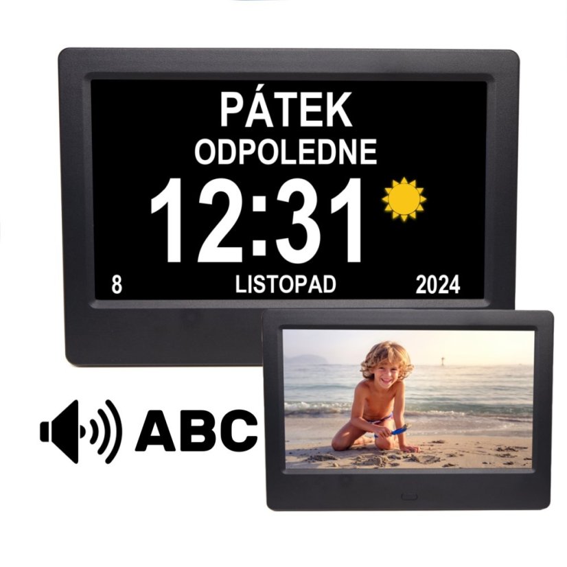 Airbi NOTE - hodiny s kalendárom, textovými upozorneniami a fotorámikom