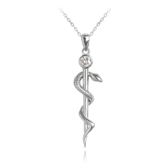 MINET Stříbrný náhrdelník AESKULAPOVA HŮL s bílým zirkonem