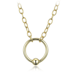 MINET Elegantný pozlátený strieborný náhrdelník krúžok
