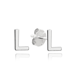 MINET Strieborné náušnice písmeno "L"