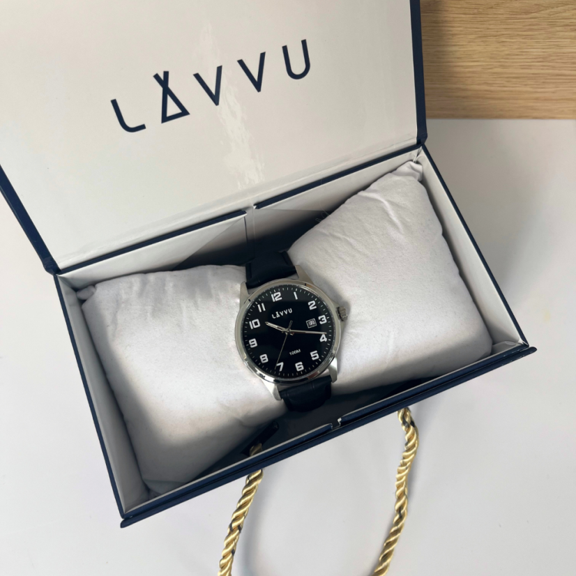 LAVVU Stříbrno-černé pánské hodinky ÖREBRO