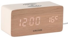 LED budík-hodiny 5933WH Karlsson s nabíjačkou smartfónov 15cm