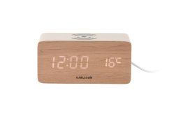 LED budík-hodiny 5933WH Karlsson s nabíjačkou smartfónov 15cm