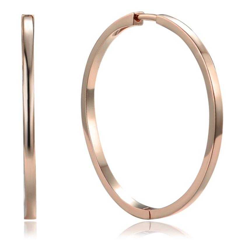 MINET Rose gold strieborné náušnice hranaté kruhy 4 cm MINET Rose gold strieborné náušnice hranaté kruhy 4 cm