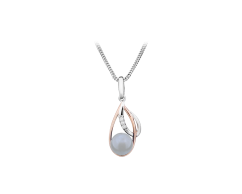 Strieborný prívesok so zirkónmi a perlou JVD SVLP0233SH8P600
