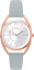 MINET Rose gold dámské hodinky s čísly ICON PINK se šedým koženým řemínkem