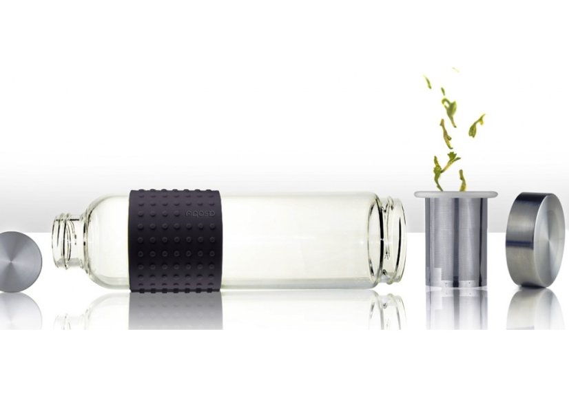 ASOBU skleněná láhev Ice Tea&Ice Coffee IT2GO s infuserem černá 400ml