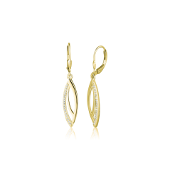 Pozlacené stříbrné visací náušnice se zirkony JVD SVLE2260XJ6GO00