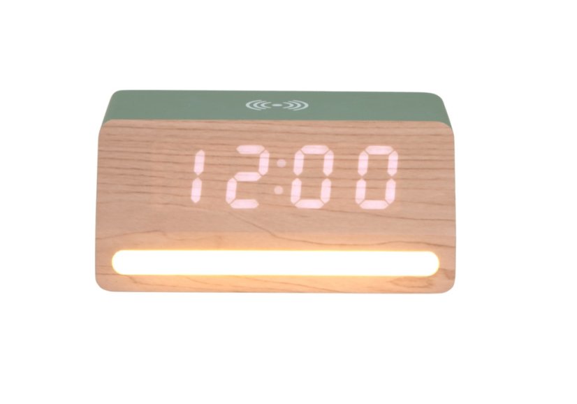 LED hodiny-budík 6078GR Karlsson s nabíječkou smartphonů 16cm