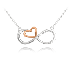 MINET Rose gold stříbrný náhrdelník FOREVER LOVE