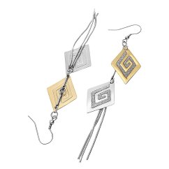 Nerezové náušnice 5984 - striebornozlatej farby - SER.5984