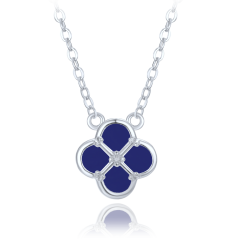 MINET Stříbrný náhrdelník čtyřlístek s lapisem