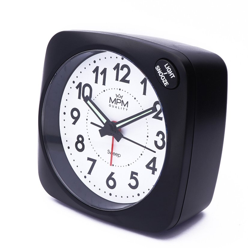 Budík s LED podsvícením a tichým chodem MPM  C01.3968.90