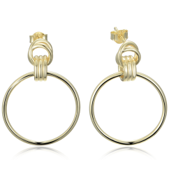 MINET Moderní pozlacené stříbrné náušnice kruhy