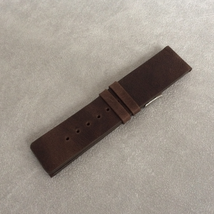LAVVU Tmavo hnedý hladký remienok PLAIN z luxusnej kože Top Grain - 24