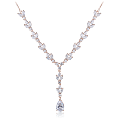 MINET Luxusné rose gold strieborný náhrdelník so zirkónmi Ag 925/1000 16,35g