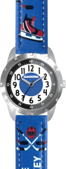 CLOCKKODIEL Svietiace modré chlapčenské hodinky HOKEJ