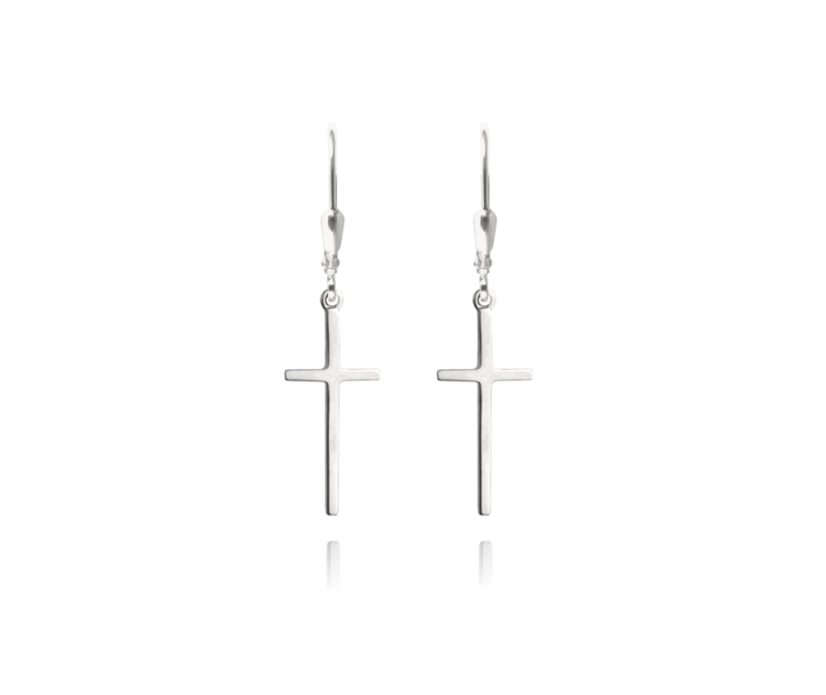 MINET Strieborné náušnice KRÍŽA