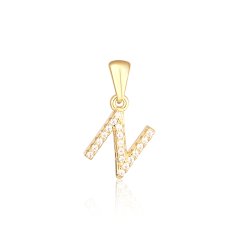 Pozlátený strieborný prívesok so zirkónmi písmeno N JVD SVLP0948XH2BIG