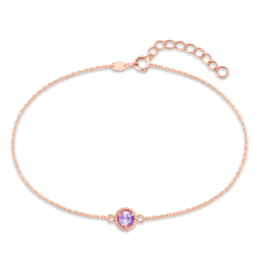 MINET Decentní zlatý rose gold náramek s fialovým zirkonem Au 585/1000 0,75g