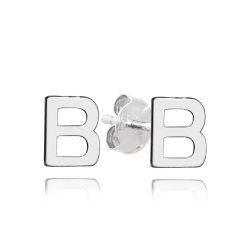 MINET Strieborné náušnice písmeno "B"