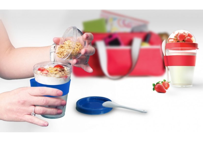 ASOBU multifunkčný desiatový kelímok YO2GO červený 360ml