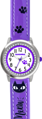 CLOCKODILE Fialové dívčí dětské hodinky KOČKY