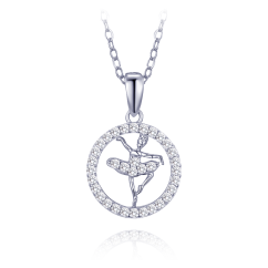 MINET Strieborný náhrdelník baletka s bielymi zirkónmi