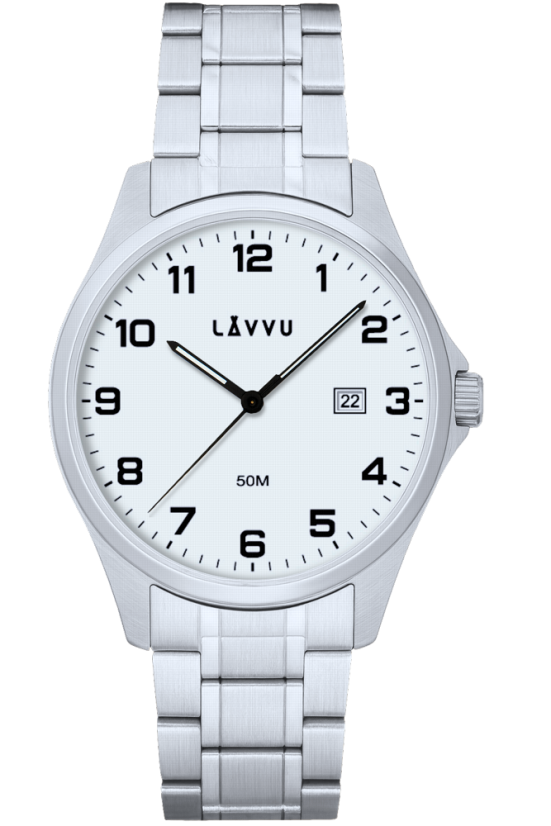 LAVVU Ocelové pánské hodinky GLIMT White