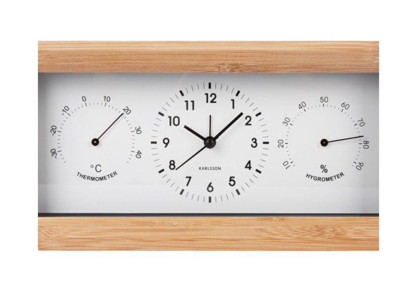 Nástěnné-stolní hodiny s teploměrem a vlhkoměrem 5925WH Karlsson 26cm