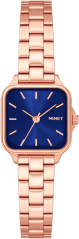MINET Rose gold-modré dámské hodinky GRACE s ocelovým řemínkem