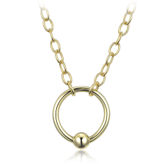 MINET Elegantní pozlacený stříbrný náhrdelník kroužek