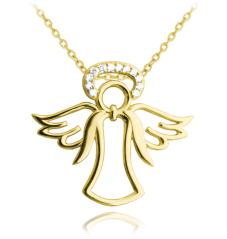 Pozlátený strieborný náhrdelník MINET ANJEL so svätožiarou JMAN0069GN45