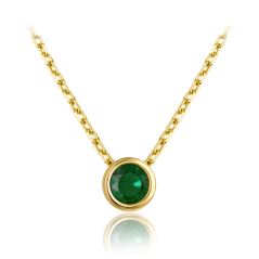MINET Decentní zlatý náhrdelník se zeleným zirkonem Au 585/1000 1,85g