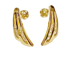 Zlaté náušnice se zirkony P00199 (585/1000) 3,61g