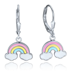 MINET Dětské stříbrné náušnice duha