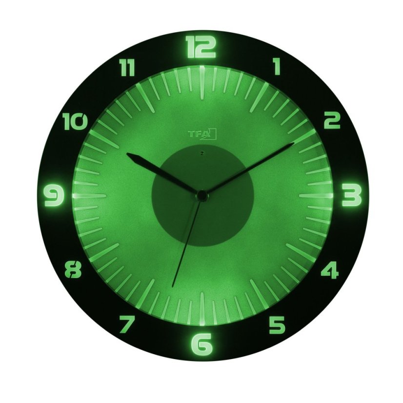 TFA 60.3553.10 - rádiom riadené nástenné hodiny s farebným osvetlením LUMOCLOCK