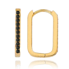 MINET Zlaté náušnice obdélníky s černými zirkony Au 585/1000 1,50g