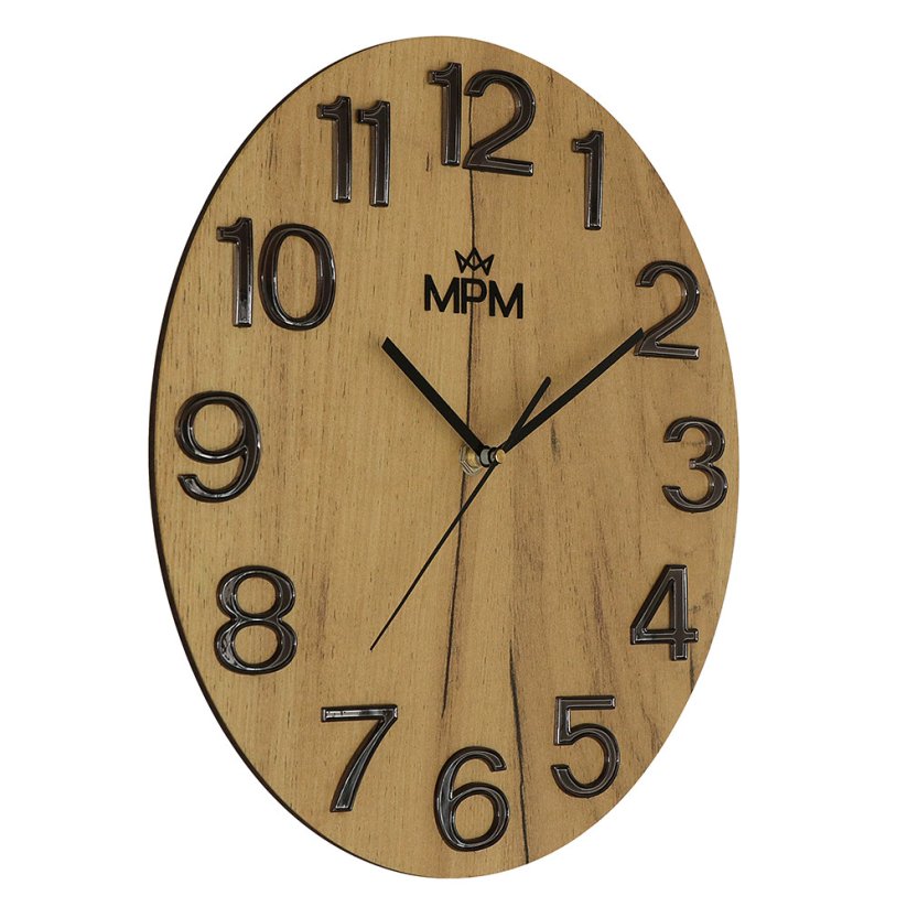 Nástěnné hodiny s tichým chodem MPM Timber Simplicity - A - E07M.4222.5390