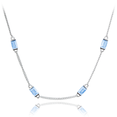 MINET Stříbrný náhrdelník s modrými zirkony Ag 925/1000 10,85g