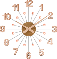 VLAHA Dřevěné Rosegold hodiny s kameny DESIGN vyrobené v Čechách