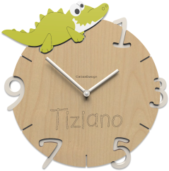 Detské hodiny CalleaDesign krokodíl 36cm (možnosť vlastného mena)