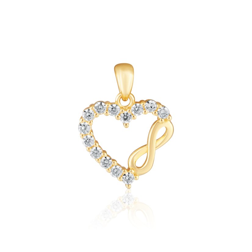 Pozlátený strieborný prívesok so zirkónmi srdca a nekonečno JVD SVLP1620XH2GO00 Pozlátený strieborný prívesok so zirkónmi srdca a nekonečno JVD SVLP1620XH2GO00